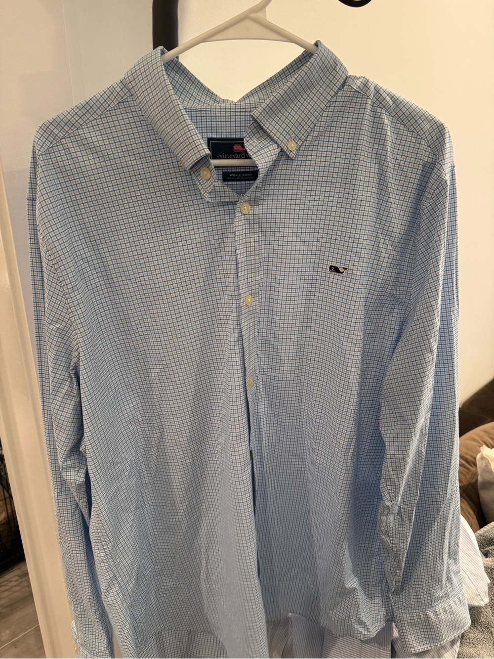 Vineyard Vines Men's Light Blue Check Button-Down Shirt